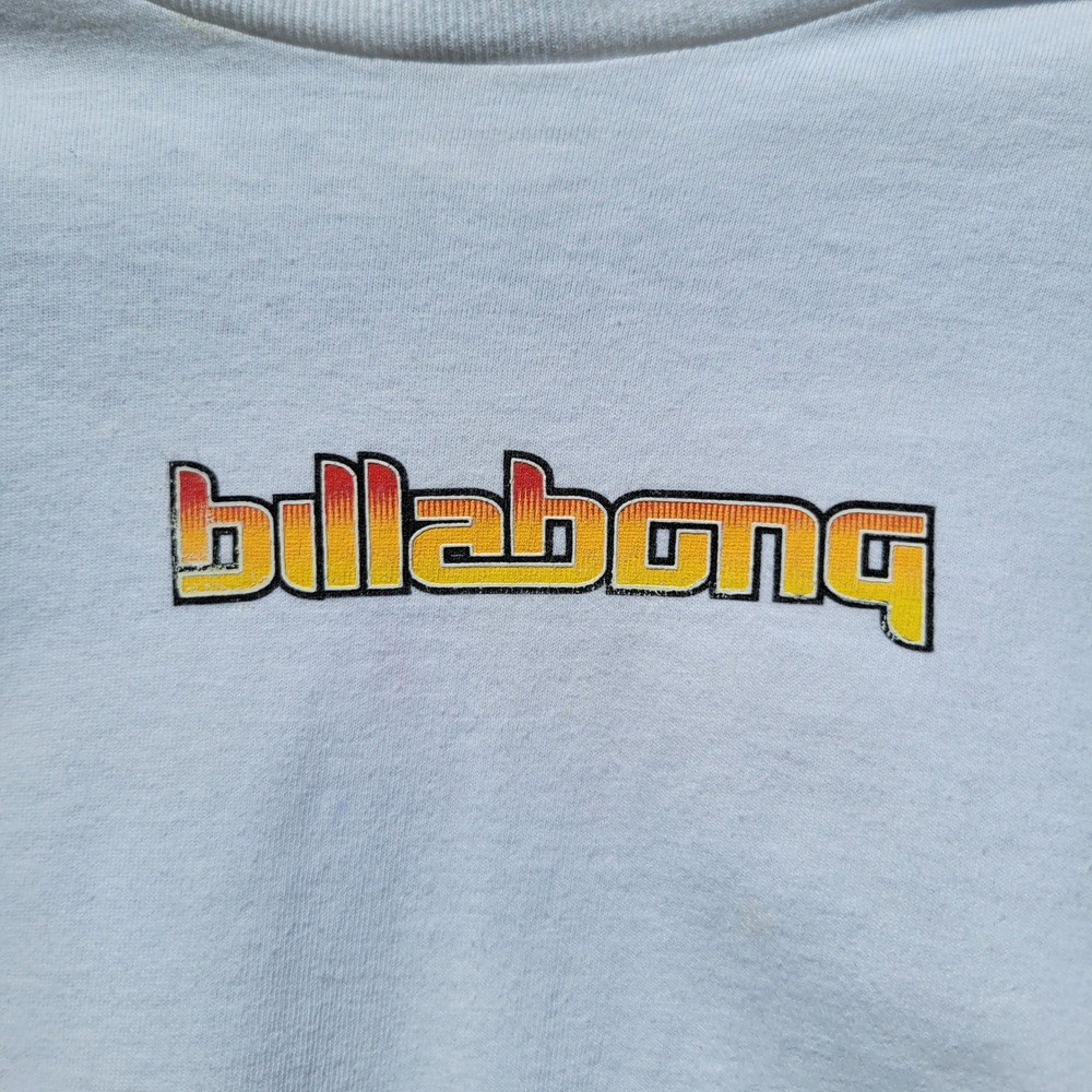 Y2K VTG Billabong Long Sleeve Graphic Tee Hibiscus Floral Logo S 90s Made in USA - Picture 6 of 8